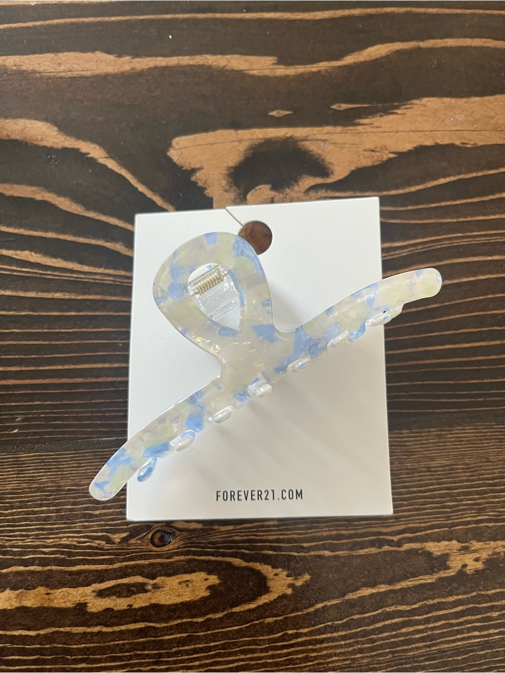 Forever 21 Iridescent Blue & White Tortoiseshell Hair Claw